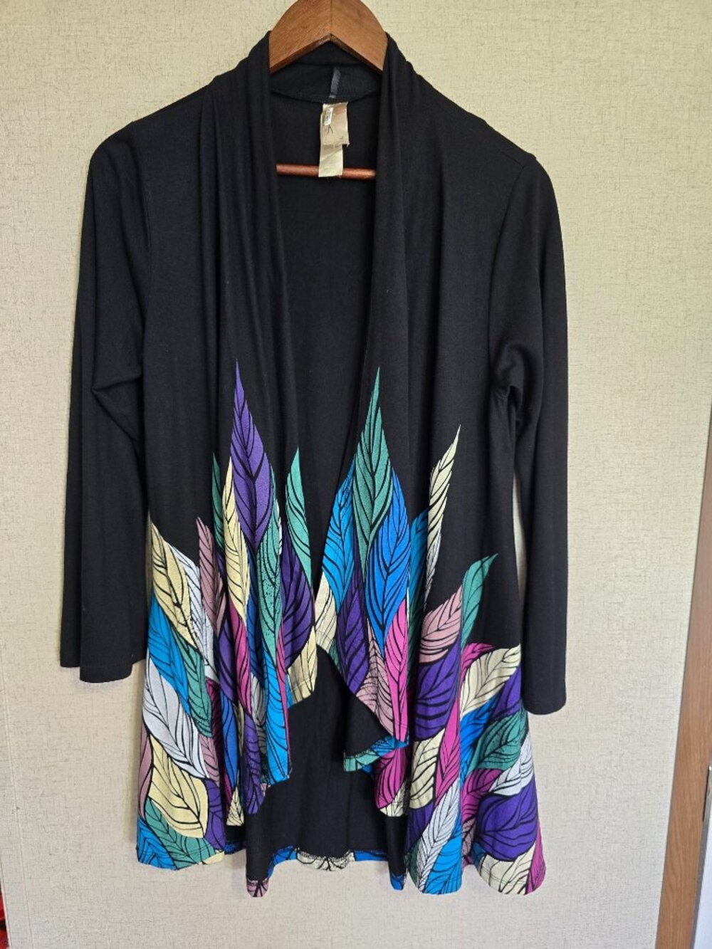 A Walk In The Park Small Feather Long Sleeve Open Front Cardigan Art To Wear